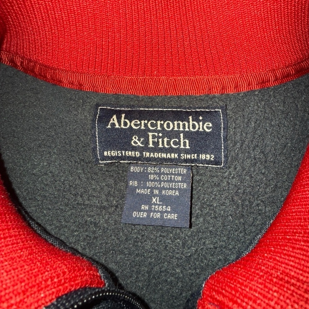 Vintage Abercrombie & Fitch Full Zip Jacket XL Red Stripe Track Style Navy - Picture 2 of 9